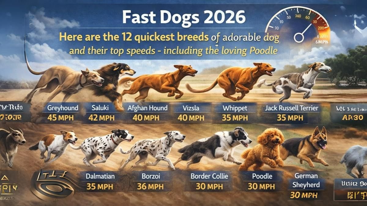Fast Dogs 2026: Here are the 12 quickest breeds of adorable dog and their top speeds - including the loving Poodle